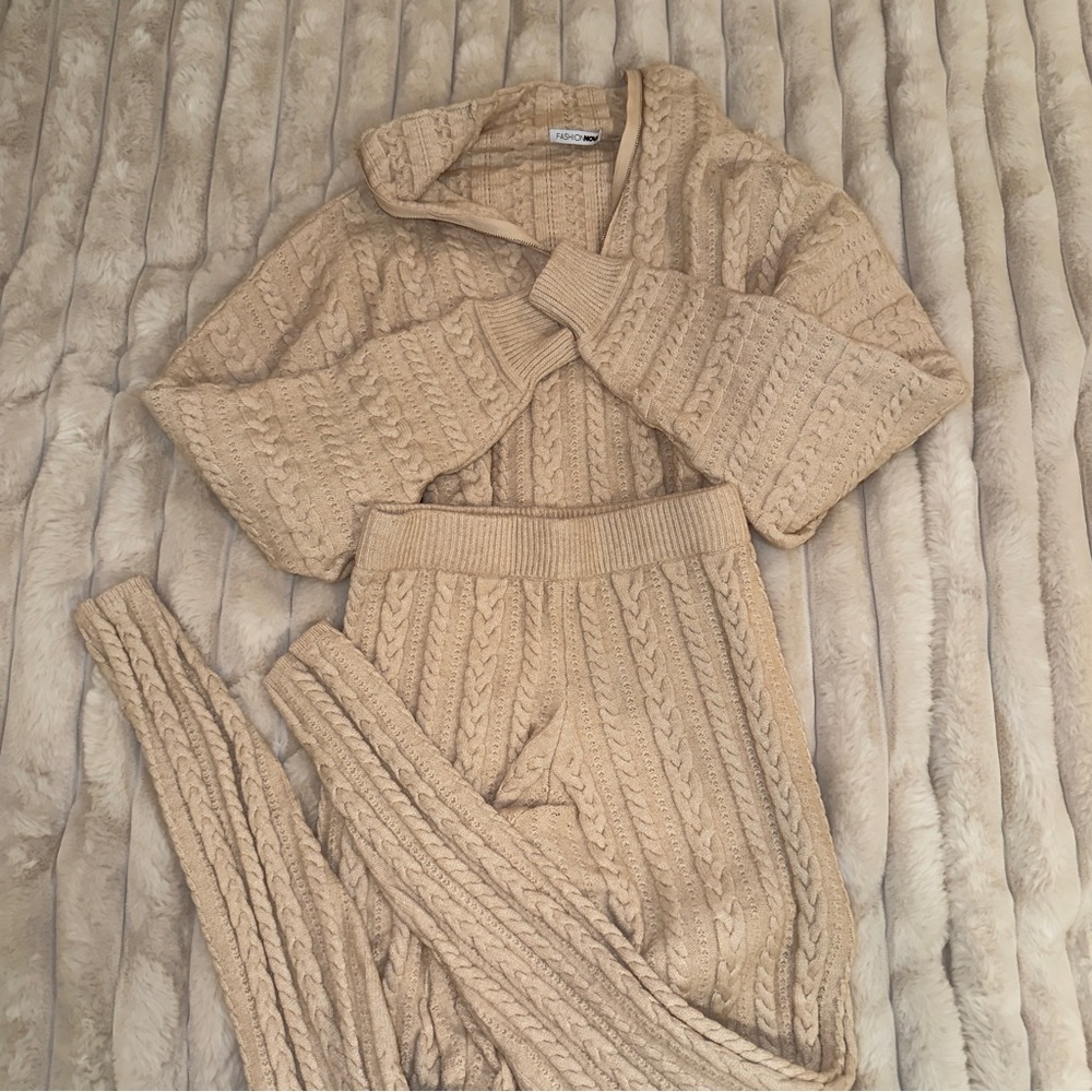 Fashion Nova Cream Cable Knit Sweater